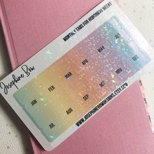 HOBONICHI Pastel Ombre with Holo overlay TABS Hobonichi Weeks monthly planner tabs functional clear stickers image 1