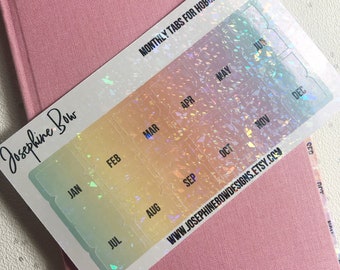 HOBONICHI Pastel Ombre with Holo overlay TABS  Hobonichi Weeks  monthly planner tabs  functional clear stickers