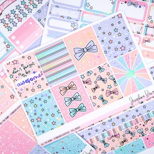 ALL THE BOWS  planner stickers  foiled stickers  Standard Vertical Weekly Kit  Holo foil  pastel planner stickers