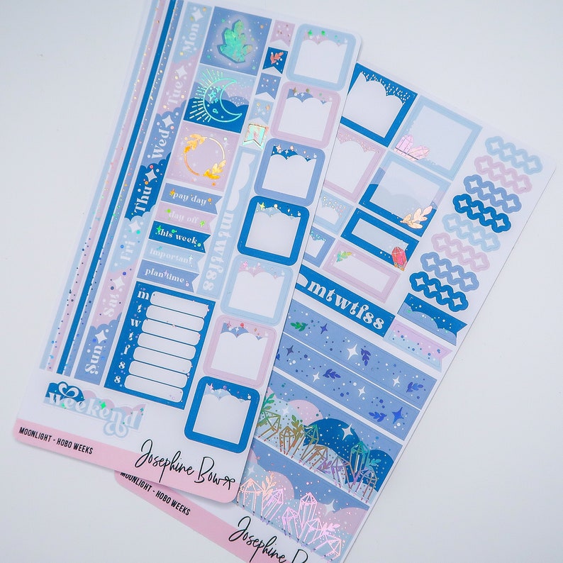 MOONLIGHT Hobonichi Weeks Kit planner stickers foiled stickers holographic foil crystals image 1