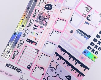 GHOUL GOALS  Hobonichi Weeks Kit  planner stickers  foiled stickers  Holo foil  Halloween Planner Stickers