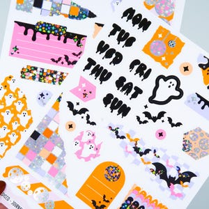 SPOOKY DISCO  2 Page Journalling Kit  Halloween planner stickers  foiled stickers  Holo foil
