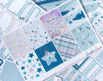 FROSTED FOREST  planner stickers  foiled stickers  Standard Vertical Weekly Kit  HOLO foil  Winter Planner