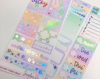 OH SO LUCKY   Print Pression pp Weeks Kit   Mini kit  planner stickers  foiled stickers