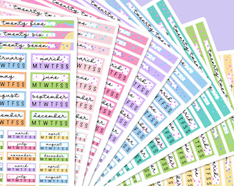 Pastell 2026 Jahr auf einen Blick für Hobonichi Cousin - Foiled