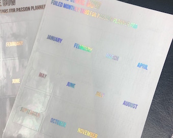 PASSION PLANNER FOILED Tabs  7 foil colours  Passion Planner Pro monthly planner tabs  functional clear stickers
