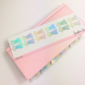 SHOOTING STAR TABS  Foiled planner tabs  Vinyl  Perfect for Hobonichi, Passion Planner, Print Pression Planner