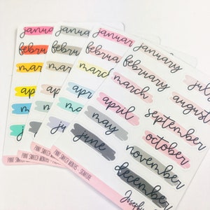 MONTHLY HEADERS  Paint Swatch  3 Colour Combinations  Functional Stickers  Planner Stickers Matt