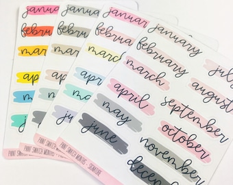 MONTHLY HEADERS  Paint Swatch  3 Colour Combinations  Functional Stickers  Planner Stickers Matt