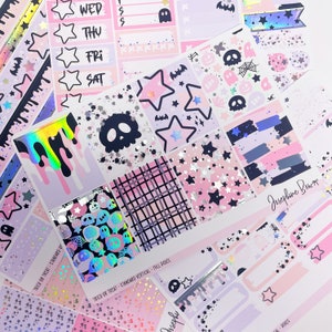 GHOUL GOALS  planner stickers  foiled stickers  Standard Vertical Weekly Kit  Holo foil  Halloween planner stickers