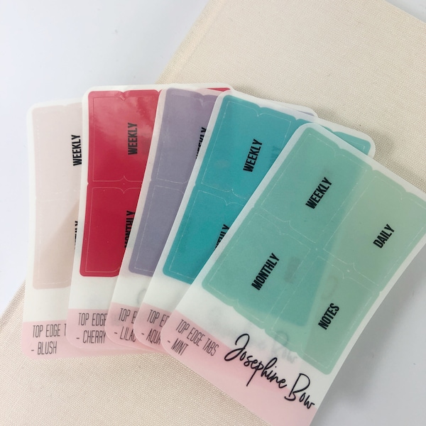 COLOURED HOBONICHI TABS  top edge tabs  29 Colour Combinations    Functional Stickers  Planner Stickers Matt