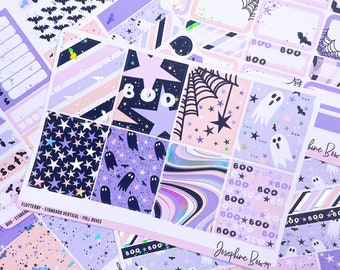 BOO  planner stickers  foiled stickers  Standard Vertical Weekly Kit  HOLO foil  halloween