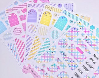 FLOWER POWER  1 Page Journalling Kit  Foiled Weekly Mini Kit  6 Colour choices  Foiled Functional Stickers