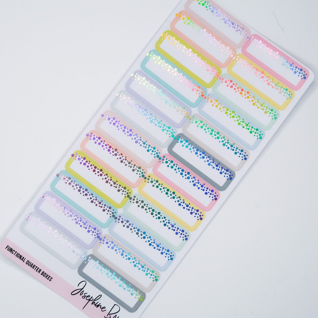QUARTER BOXES Foiled Functional Stickers Foil Colour Choice Planner ...