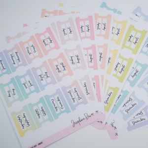 MONTHLY TABS  Font Style 1  Foldover tabs for planners  14 colour choices  Optional sparkle overlay