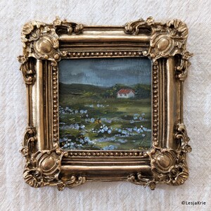 Pintura de paisaje de campo Pintura de cabaña Arte de casa Arte al óleo ORIGINAL Galería de decoración del hogar vintage Obra de arte de pared Regalo de inauguración de la casa