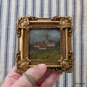 Pintura de cabaña de iglesia Arte rural Decoración del hogar vintage Obra de arte de pared de galería Arte paisajístico Regalo para amigo Arte al óleo ORIGINAL