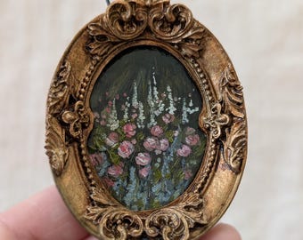 フランスのヴィンテージ花の油絵、青い花瓶のバラ、1930年代の署名入り