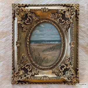 Pintura del océano Arte mural costero Pintura enmarcada hecha a mano junto al mar Decoración vintage para el hogar Paisaje marino Obra de arte original de estilo vintage Regalo para hermanas