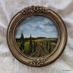 Decoração de casa de fazenda impressionista Presente para amigo Toscana pintura arte campo Pequena pintura ORIGINAL Galeria de arte emoldurada decoração de parede