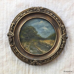 Paisaje de Châteaucore, pintura ORIGINAL, pequeño arte de pared enmarcado, pared de galería, decoración vintage para el hogar, obra de arte rural impresionista vintage