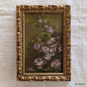 Pintura al óleo ORIGINAL impresionista floral Rosas Impasto Flores Obra de arte Pequeña galería Decoración de pared Regalo personalizado SIN MARCO