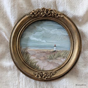 Decoração de casa de fazenda Presente para o pai Pintura de farol Campo francês Pequena pintura ORIGINAL Arte emoldurada Decoração de parede de galeria