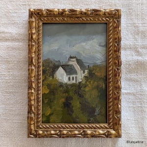 Pintura de casa, paisaje, obra de arte, pequeña galería, decoración de pared, arte impresionista, regalo personalizado, impasto, pintura al óleo ORIGINAL SIN MARCO