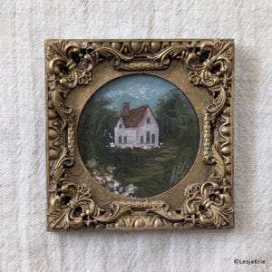 Pintura de casa de campo Arte de casa Arte em óleo ORIGINAL Galeria de decoração de casa vintage Arte de parede Pintura de campo francesa cottagecore por Lesja Krie