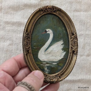 Arte de cisne Cottagecore Francês Vintage casa Galeria arte de parede Arte romântica Presente para ela Pintura ORIGINAL Presente de aniversário para esposa