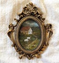 Landscape Miniature Oil Painting: ORIGINAL Farmhouse Vintage Wall Decor, One of a Kind Art product logo