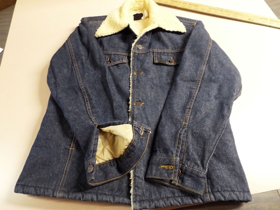 Denim jacket, 70's Roebucks sherpa lined trucker … - image 1