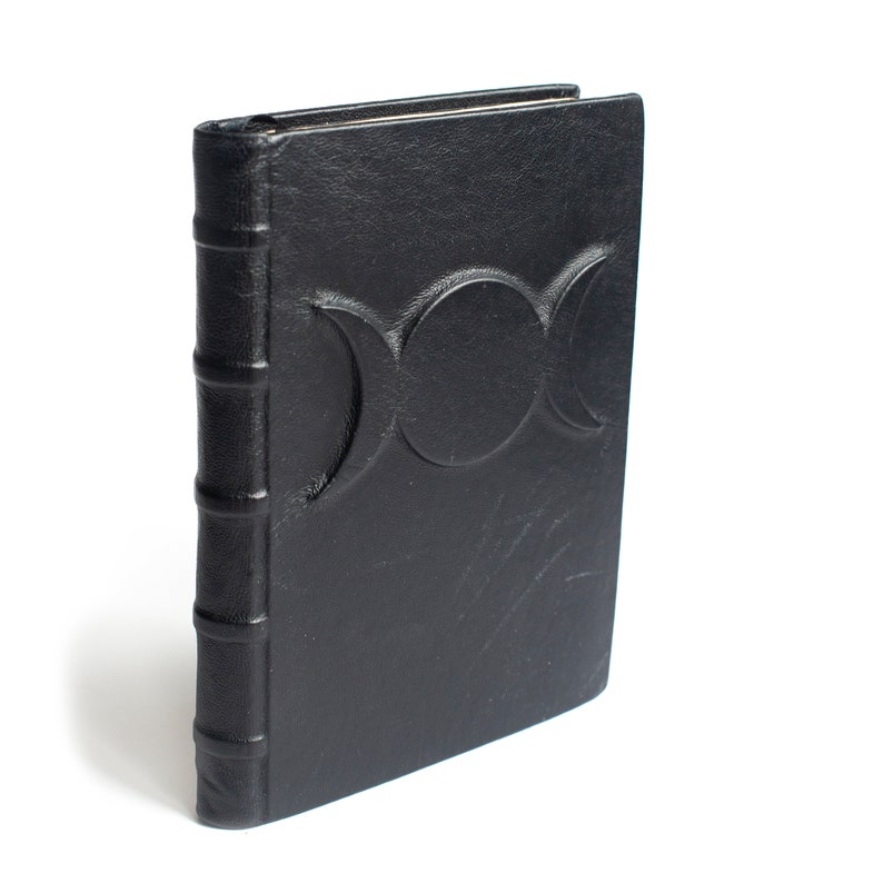 Black leather Triple Goddess Grimoire, magic Book of Shadows BOS image 6