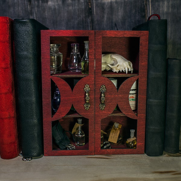 Triple Goddess small plywood storage, cabinet shelf or display box for essential oils, crystals, etc.