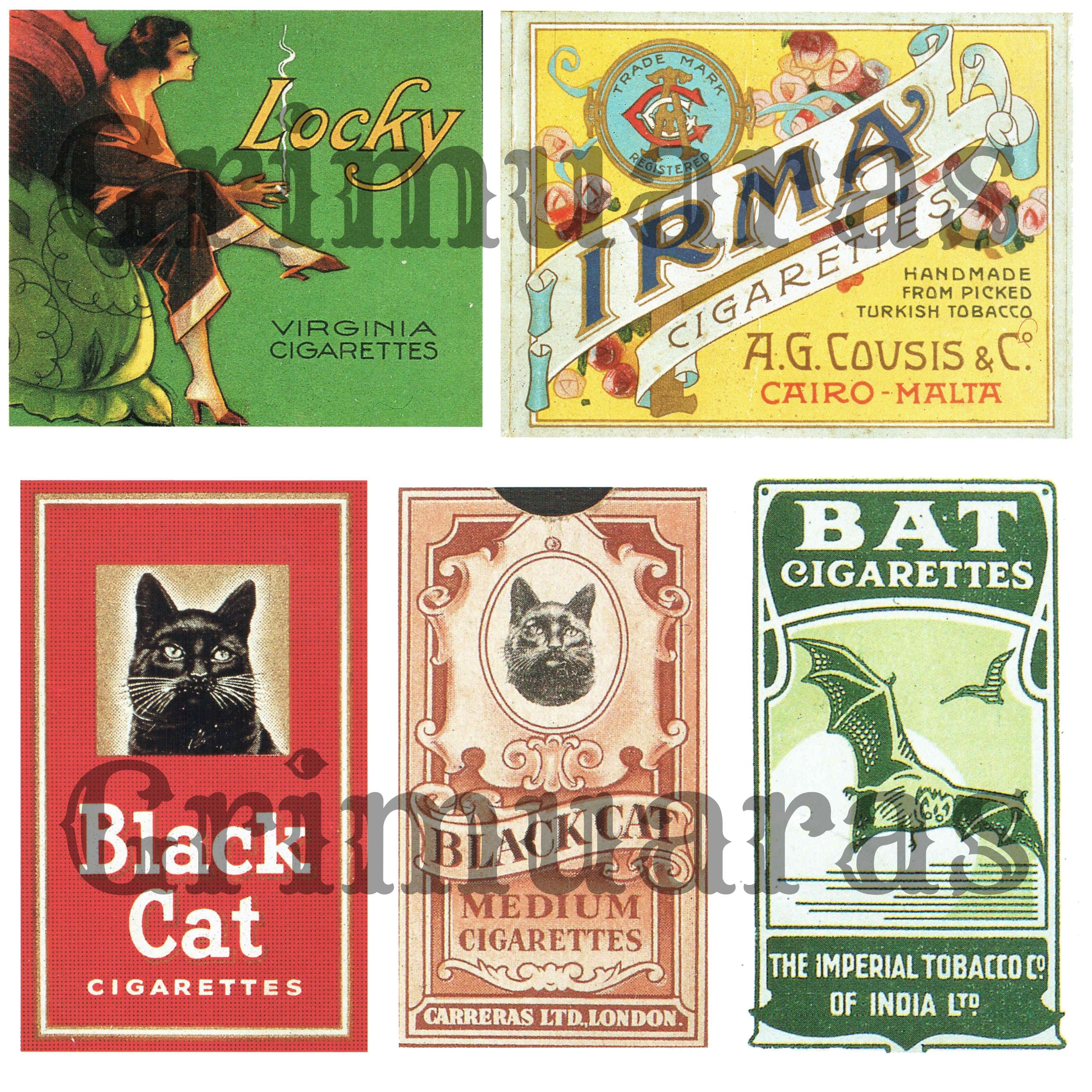 Vintage Cigarette Packs Labels 56 Digital PNG (transparent) + PDF Printable  Junk Journal Ephemera
