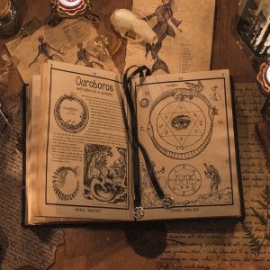 Black leather Triple Goddess Grimoire, magic Book of Shadows BOS image 1