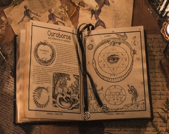 Black leather Triple Goddess Grimoire, magic Book of Shadows BOS