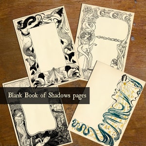 Digital Blank Book of Shadows pages printable vintage borders for grimoire 9 pcs