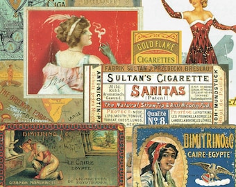 Vintage Cigarette Packs Labels 56 Digital PNG (transparent) + PDF Printable Junk Journal Ephemera