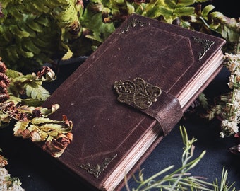 Small leather book with printed old manuscript and blank pages