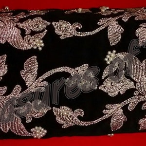 OOAK late Renaissance muff, Italian late 16th century muff, embroidered with silver metallic thread, beaded, lace, silk lining.