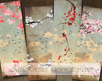 Printable Bookmarks Unique Scrapbook Digital Download Images Digital Collage Sheets Asian Inspired Style Paper Craft DIY Printable Gift Tags