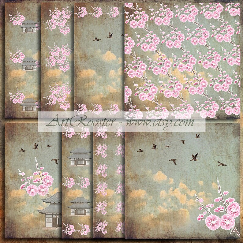 Download Scrapbooking Paper Party Kids Printable Scrapbook Paper Cloud Background Printable Paper Cherry Blossom 6x6 Scrapbook Junk Journal Japanese Inspired Journal Printables