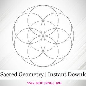 Sacred Geometry SVG, Flower of Life, Digital File, New Age, Fibonacci, Science, Angel Grid, Crystal Grid, Energy Grid