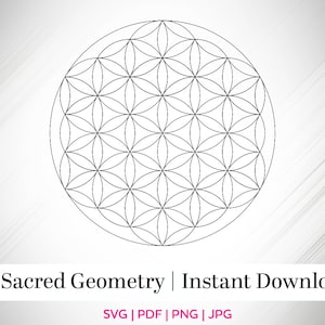 Sacred Geometry SVG, Flower of Life, Digital File, New Age, Fibonacci, Science, Angel Grid, Crystal Grid, Energy Grid