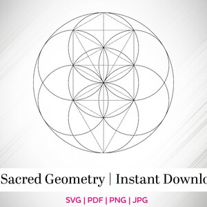 Sacred Geometry SVG, Flower of Life, Digital File, New Age, Fibonacci, Science, Angel Grid, Crystal Grid, Energy Grid