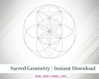 Flower of Life - Sacred Geometry SVG - Crystal Grid (Digital File)