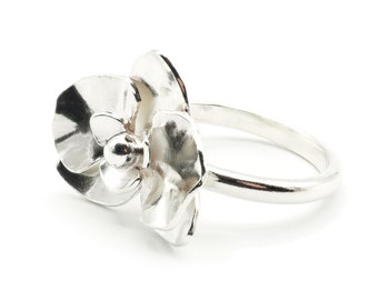 Orchide Flower in 925 Silver Ring, Phalaenopsis Flower Ring, Modern Romantic Ring, Women ring, Wedding Ring, Handmade Anniversary Ring
