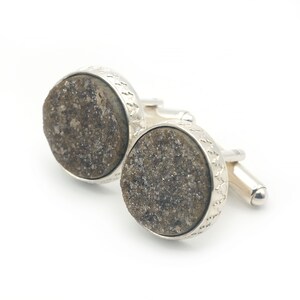 Cufflinks for Men's Shirt with Raw Garnet and Sterling Silver round-shaped, Wedding Party Gifts for Men, Groom wedding gemstone cufflinks