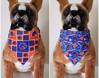 Reversible Bandana, Made With Boise State University Fabric, Broncos, Idaho, Toss, Cat, Pet, Slip On Over The Collar, 2 in one